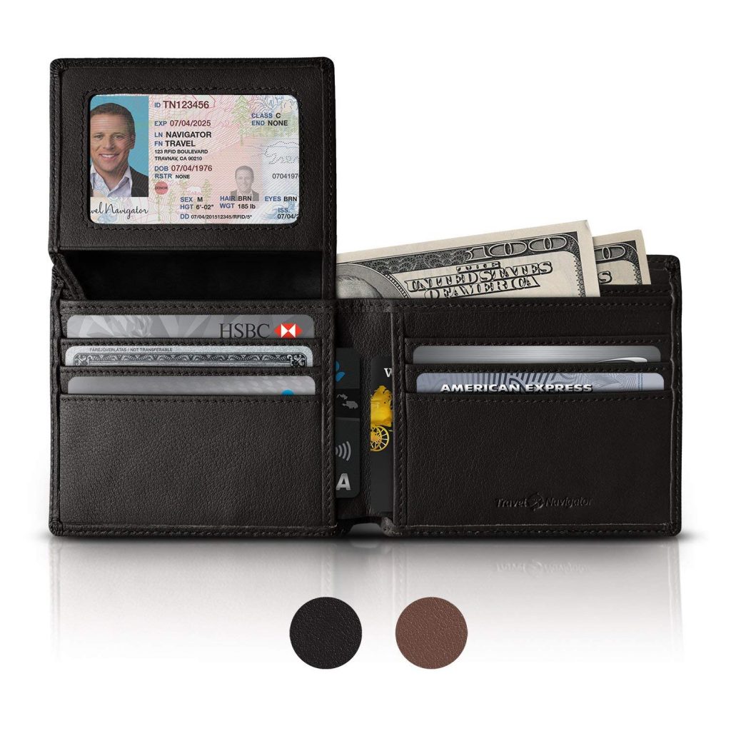 RFID blocking leather wallet