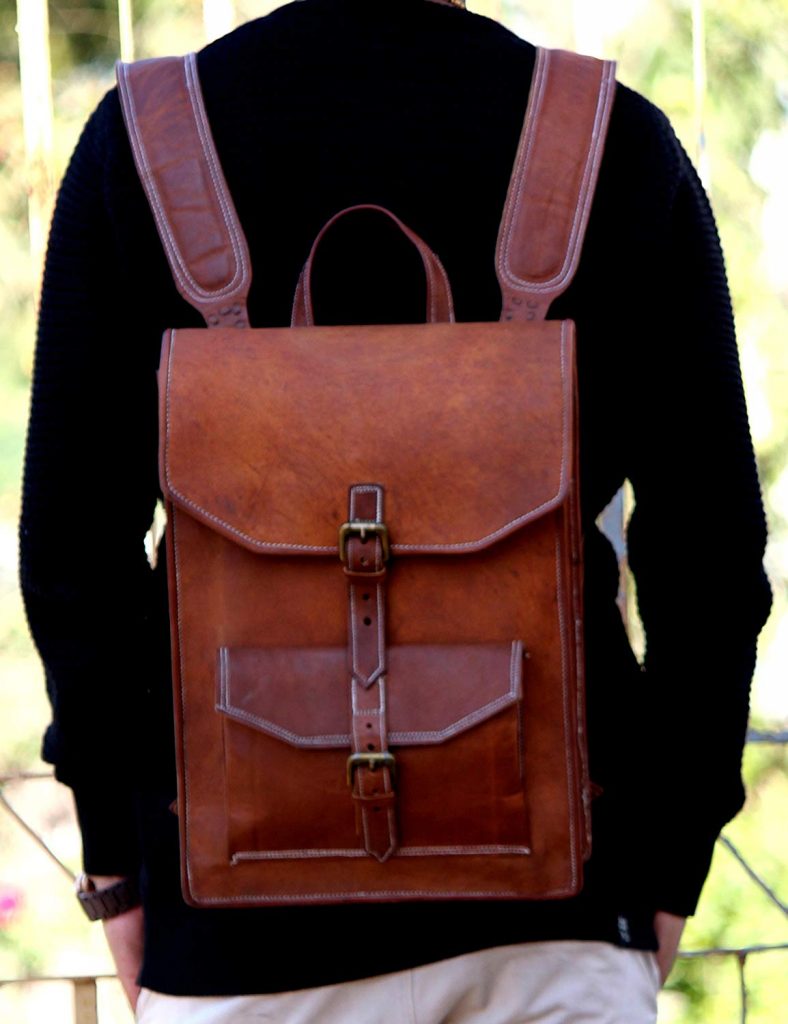 Brown Vintage Leather Backpack Laptop Messenger Bag